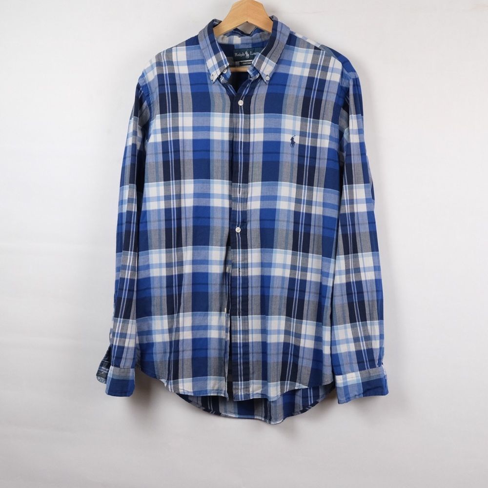 𝅺Ralph Lauren Blue Plaid Shirt